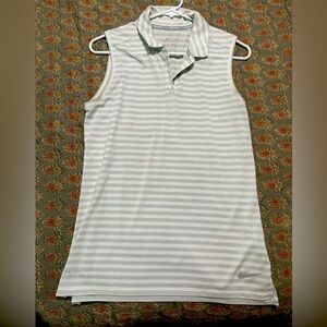 Women’s Nike Dri Fit Golf Sleeveless Collar Tank Size Medium White/Grey Striped